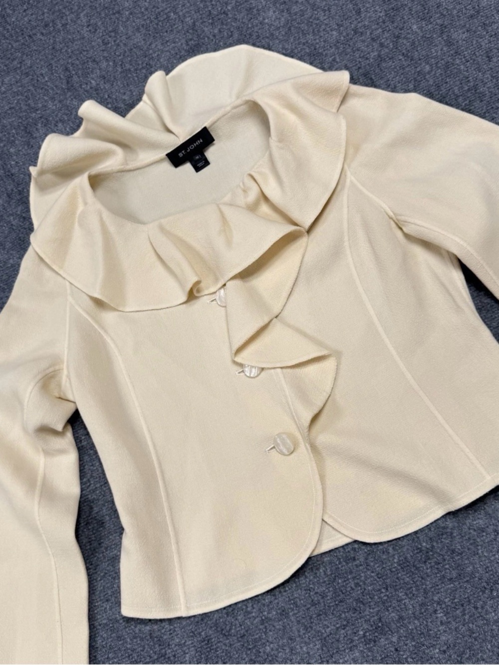 St. John Zip Up Cream Top Sz 10